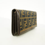 【6id5693】フェンディ 長財布 ズッカ ナイロンキャンバス ブラウン ゴールド金具【中古】レディース