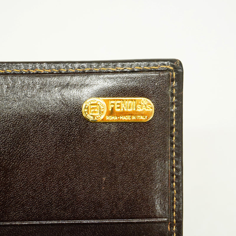 【6id5693】フェンディ 長財布 ズッカ ナイロンキャンバス ブラウン ゴールド金具【中古】レディース