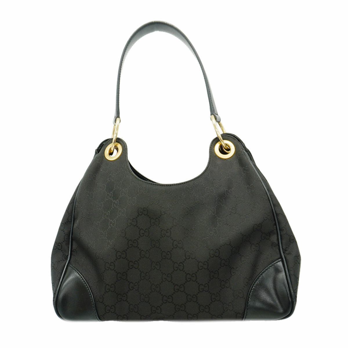 【6id5702】グッチ ショルダーバッグ GGナイロン 257265 ナイロン ブラック シャンパンゴールド金具【中古】レディース