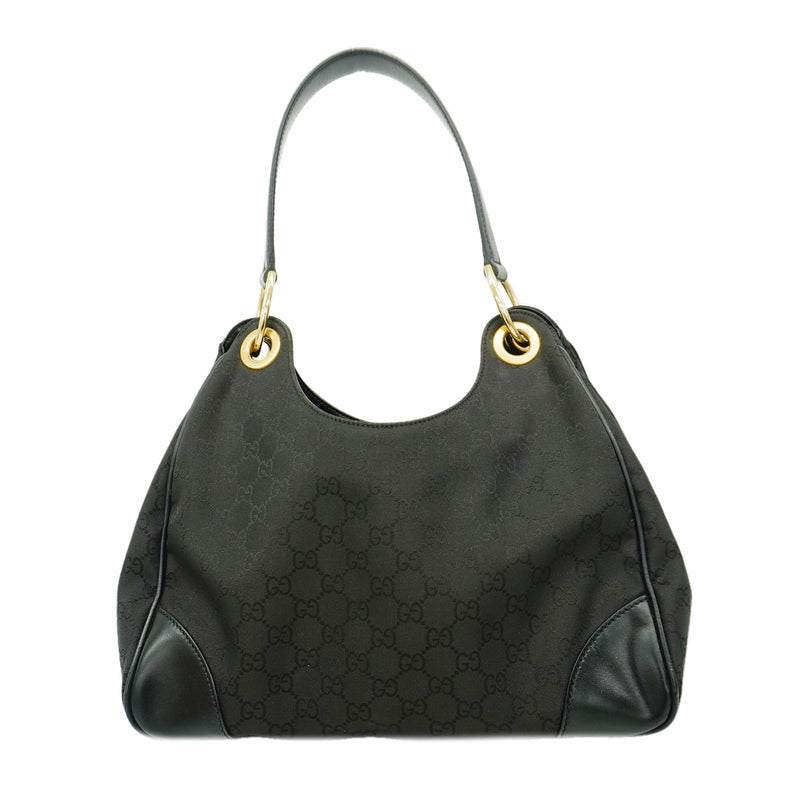 【6id5702】グッチ ショルダーバッグ GGナイロン 257265 ナイロン ブラック シャンパンゴールド金具【中古】レディース