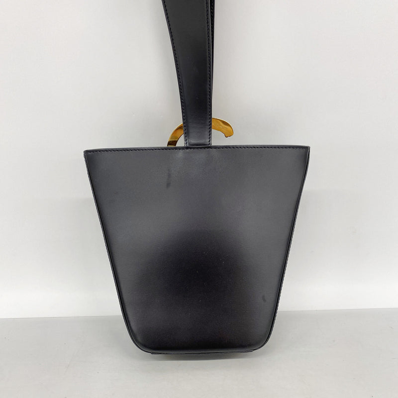 【6id5710】カルティエ ハンドバッグ パンテール レザー ブラック ゴールド金具【中古】レディース