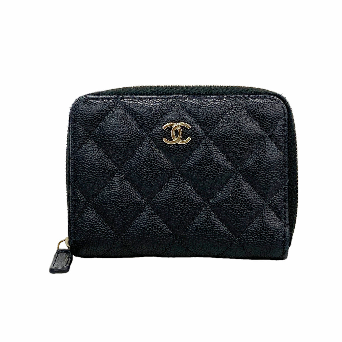 【6id5711】シャネル 財布 マトラッセ キャビアスキン ブラック シャンパンゴールド金具【中古】レディース