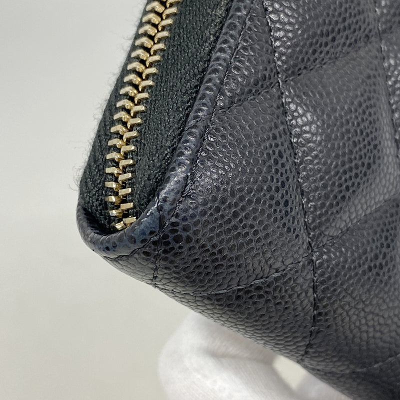【6id5711】シャネル 財布 マトラッセ キャビアスキン ブラック シャンパンゴールド金具【中古】レディース