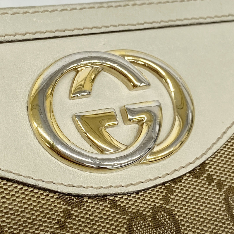 【6id5712】グッチ 長財布 GGキャンバス インターロッキングG 308012 キャンバス ベージュ ゴールド金具【中古】レディース
