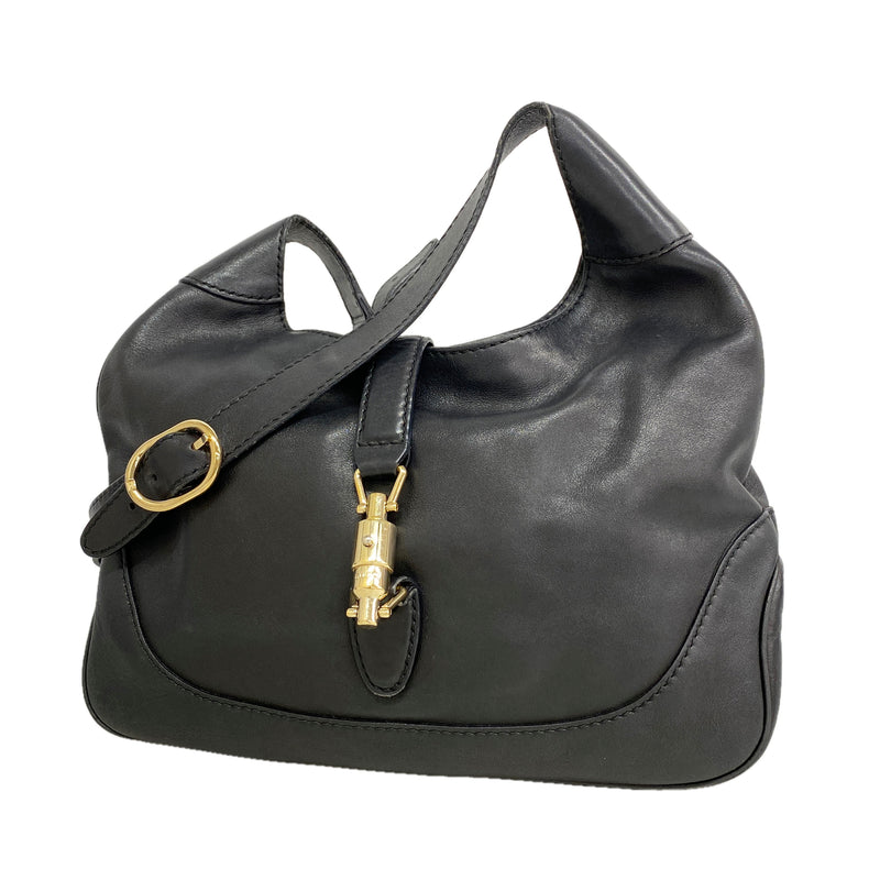 【6id5720】グッチ ショルダーバッグ ニュージャッキー 277520 レザー ブラック シャンパンゴールド金具【中古】レディース