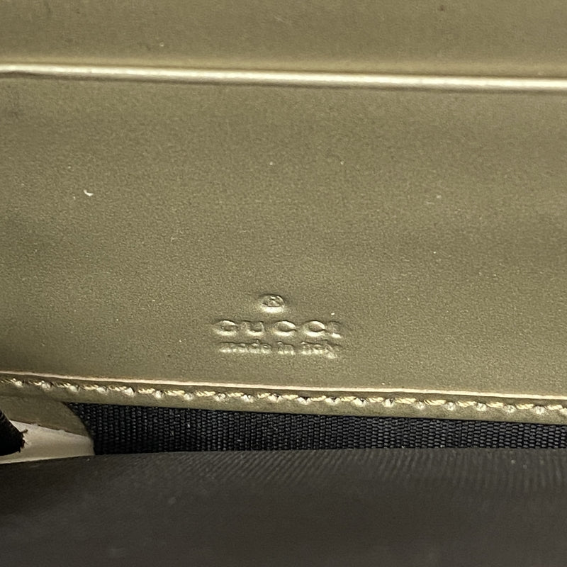 【6id5722】グッチ 長財布 グッチシマ 388680 レザー シャンパンゴールド シャンパンゴールド金具【中古】レディース
