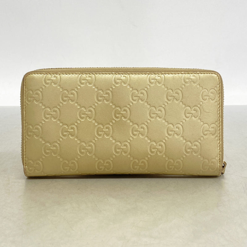 【6id5722】グッチ 長財布 グッチシマ 388680 レザー シャンパンゴールド シャンパンゴールド金具【中古】レディース