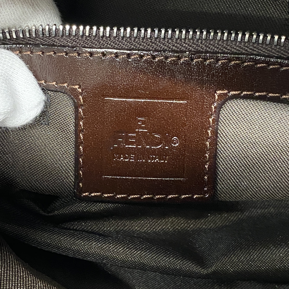 【6id5728】フェンディ ハンドバッグ ズッカ ナイロンキャンバス ブラウン シルバー金具【中古】レディース