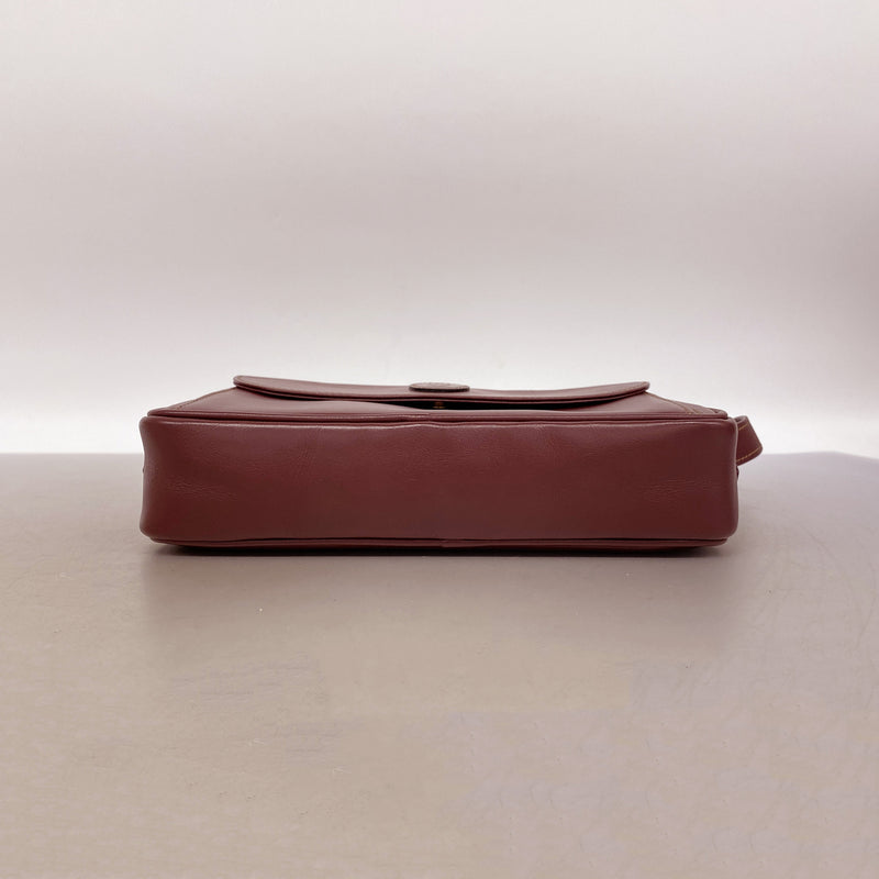 【6id5729】カルティエ ショルダーバッグ マスト レザー ボルドー ゴールド金具【中古】レディース