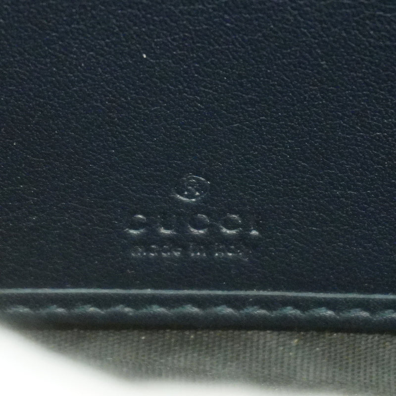 【6id5733】グッチ 長財布 グッチシマ 307980 レザー ネイビー ゴールド金具【中古】レディース