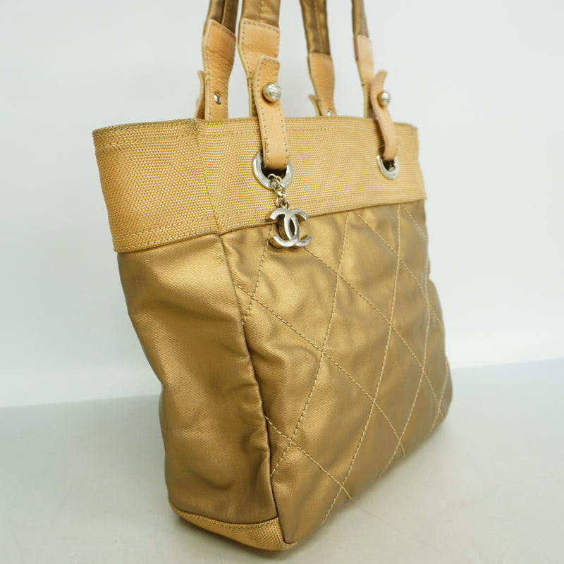 【6id5736】シャネル トートバッグ パリビアリッツ キャンバス ベージュ シルバー金具【中古】レディース