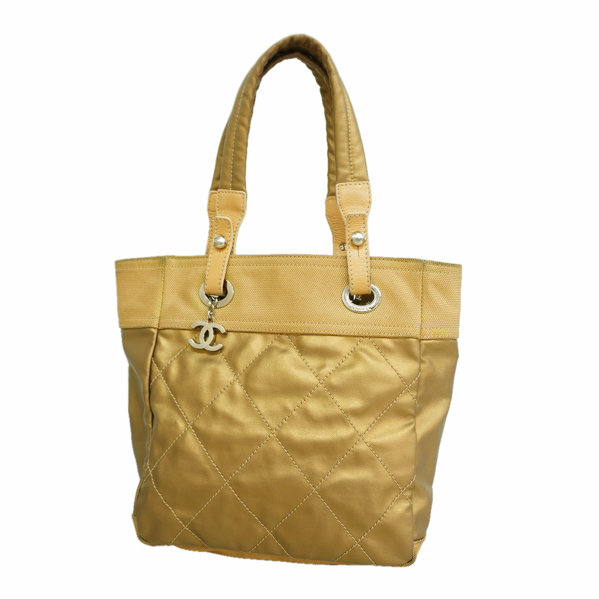 【6id5736】シャネル トートバッグ パリビアリッツ キャンバス ベージュ シルバー金具【中古】レディース