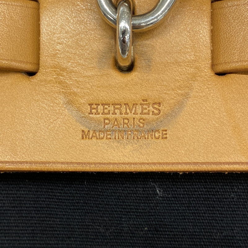 【6id5763】エルメス ハンドバッグ エールバッグPM トワルオフィシエ ブラック ナチュラル シルバー金具 □G刻印 2wayバッグ【中古】レディース