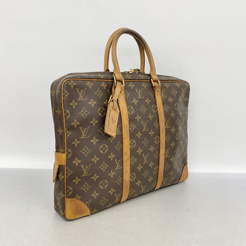 【6id5764】ルイヴィトン ブリーフケース モノグラム ポルトドキュマンヴォワヤージュ M53361 ブラウン【中古】メンズ