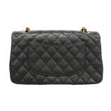 【6id5784】シャネル ショルダーバッグ マトラッセ Wフラップ Wチェーン キャビアスキン ブラック ゴールド金具【中古】レディース