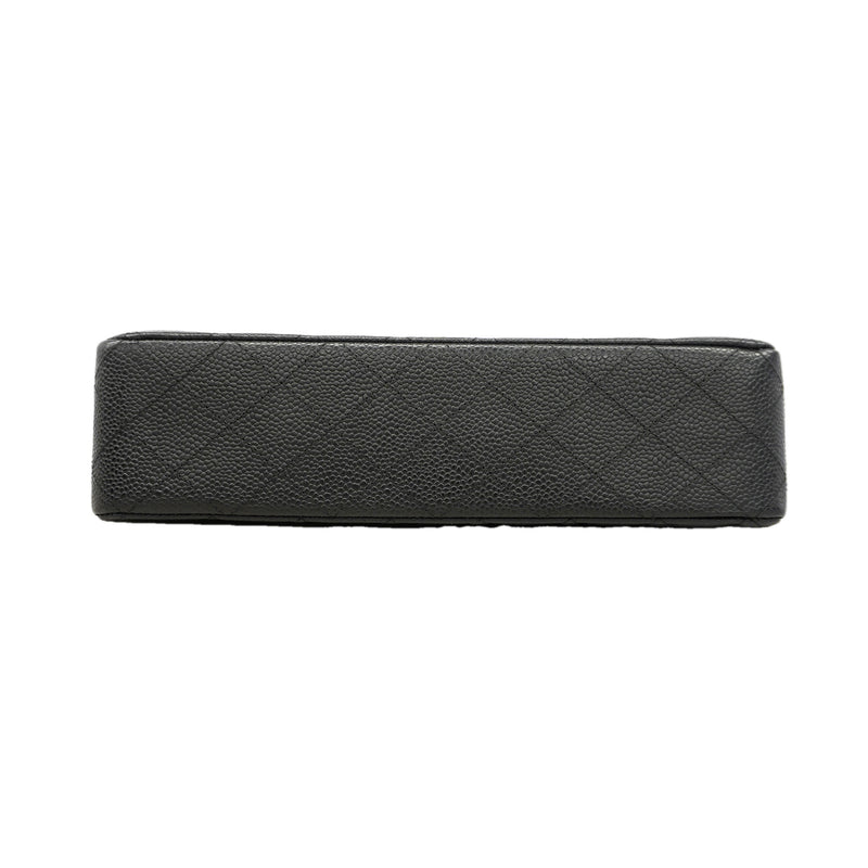 【6id5784】シャネル ショルダーバッグ マトラッセ Wフラップ Wチェーン キャビアスキン ブラック ゴールド金具【中古】レディース