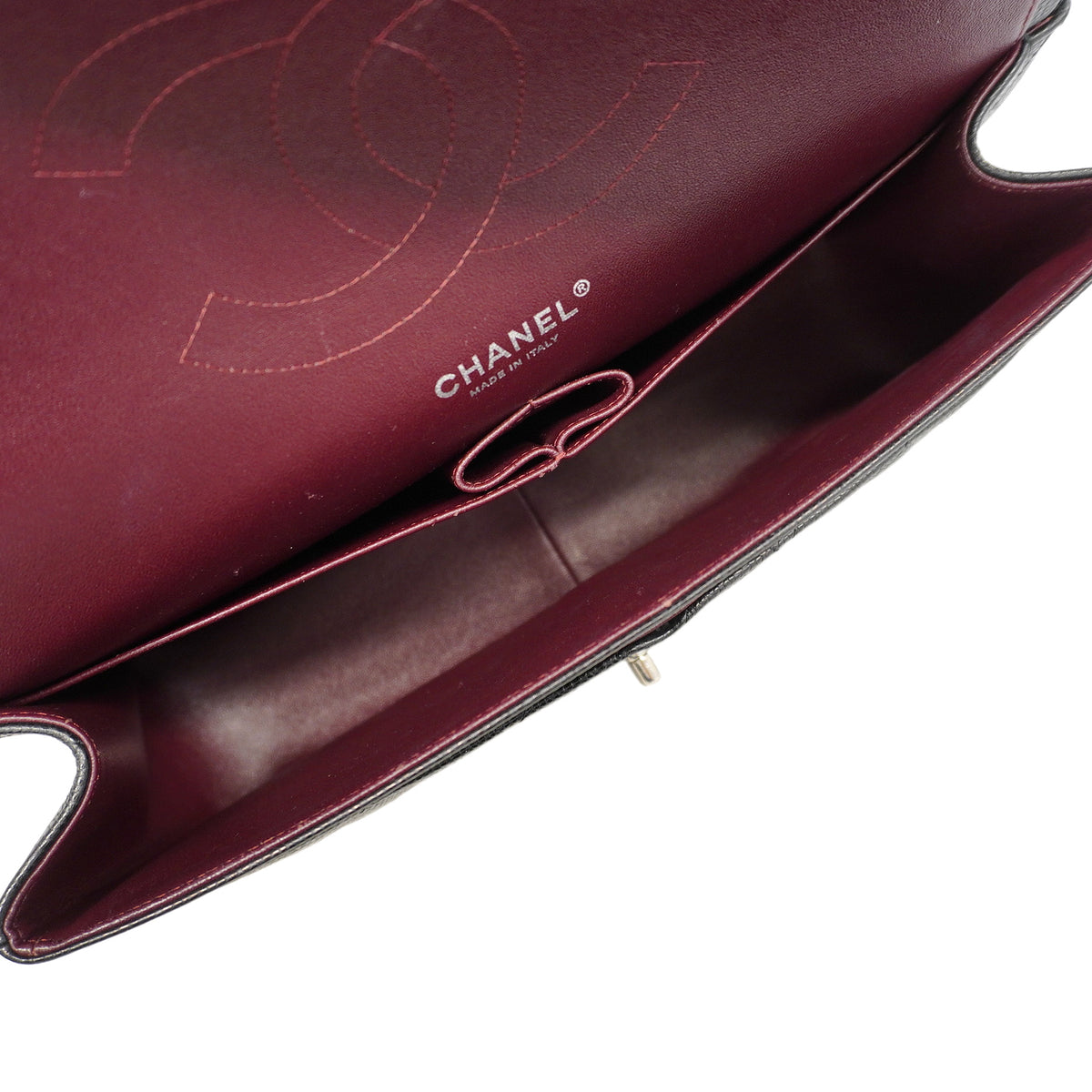 【6id5785】シャネル ショルダーバッグ デカマトラッセ Wフラップ Wチェーン キャビアスキン ブラック シルバー金具【中古】レディース