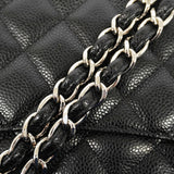 【6id5785】シャネル ショルダーバッグ デカマトラッセ Wフラップ Wチェーン キャビアスキン ブラック シルバー金具【中古】レディース