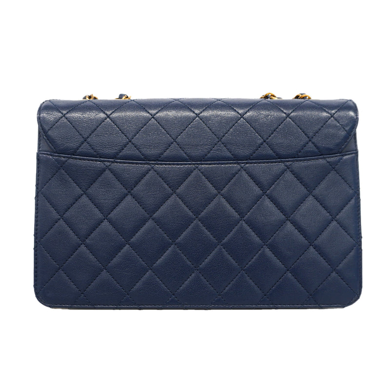 【6id5787】シャネル ショルダーバッグ マトラッセ Wチェーン レザー ネイビー ゴールド金具【中古】レディース