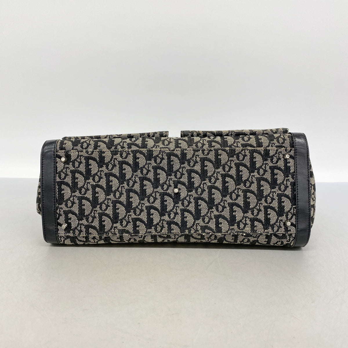【6id5794】クリスチャンディオール トートバッグ トロッター キャンバス ブラック ベージュ シルバー金具【中古】レディース