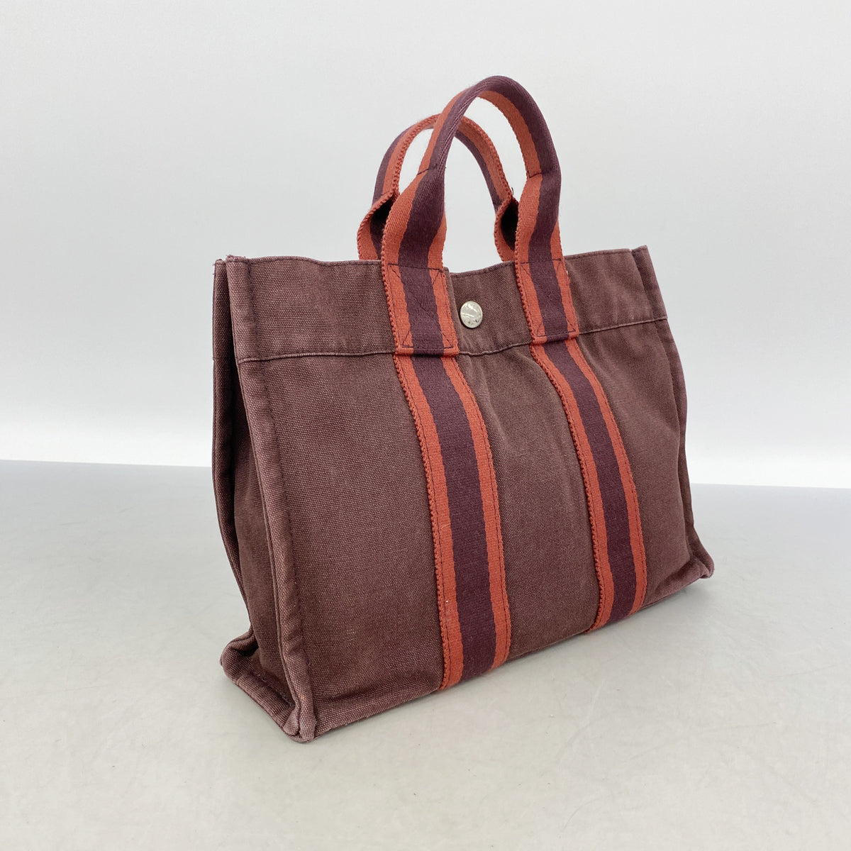 【6id5795】エルメス ハンドバッグ フールトゥPM キャンバス ボルドー シルバー金具【中古】レディース