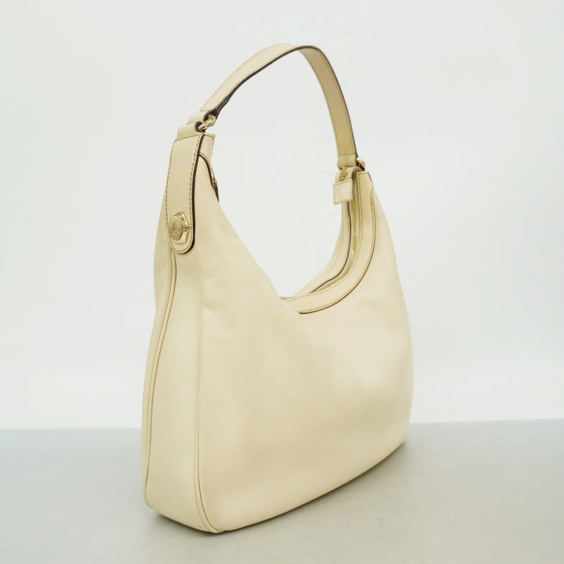 【6id5804】グッチ ショルダーバッグ レザー アイボリー ゴールド金具【中古】レディース