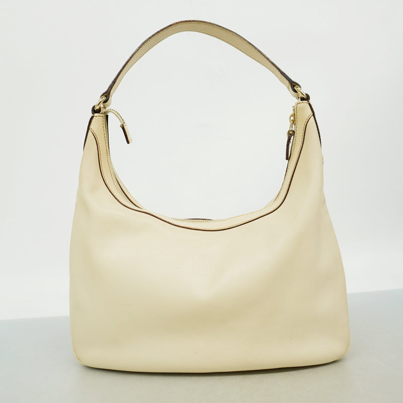 【6id5804】グッチ ショルダーバッグ レザー アイボリー ゴールド金具【中古】レディース