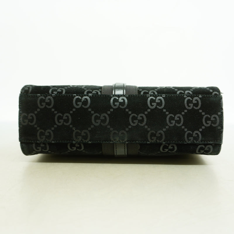 【6id5819】グッチ ショルダーバッグ ジャッキー 001 3734 スウェード ブラック シルバー金具【中古】レディース