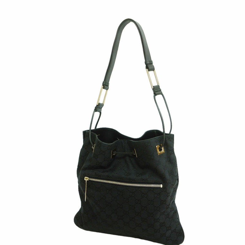 【6id5820】グッチ ショルダーバッグ GGキャンバス 001 4021 キャンバス ブラック シルバー金具【中古】レディース