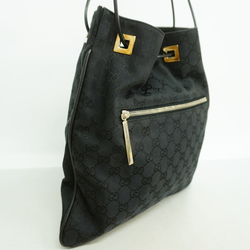 【6id5820】グッチ ショルダーバッグ GGキャンバス 001 4021 キャンバス ブラック シルバー金具【中古】レディース
