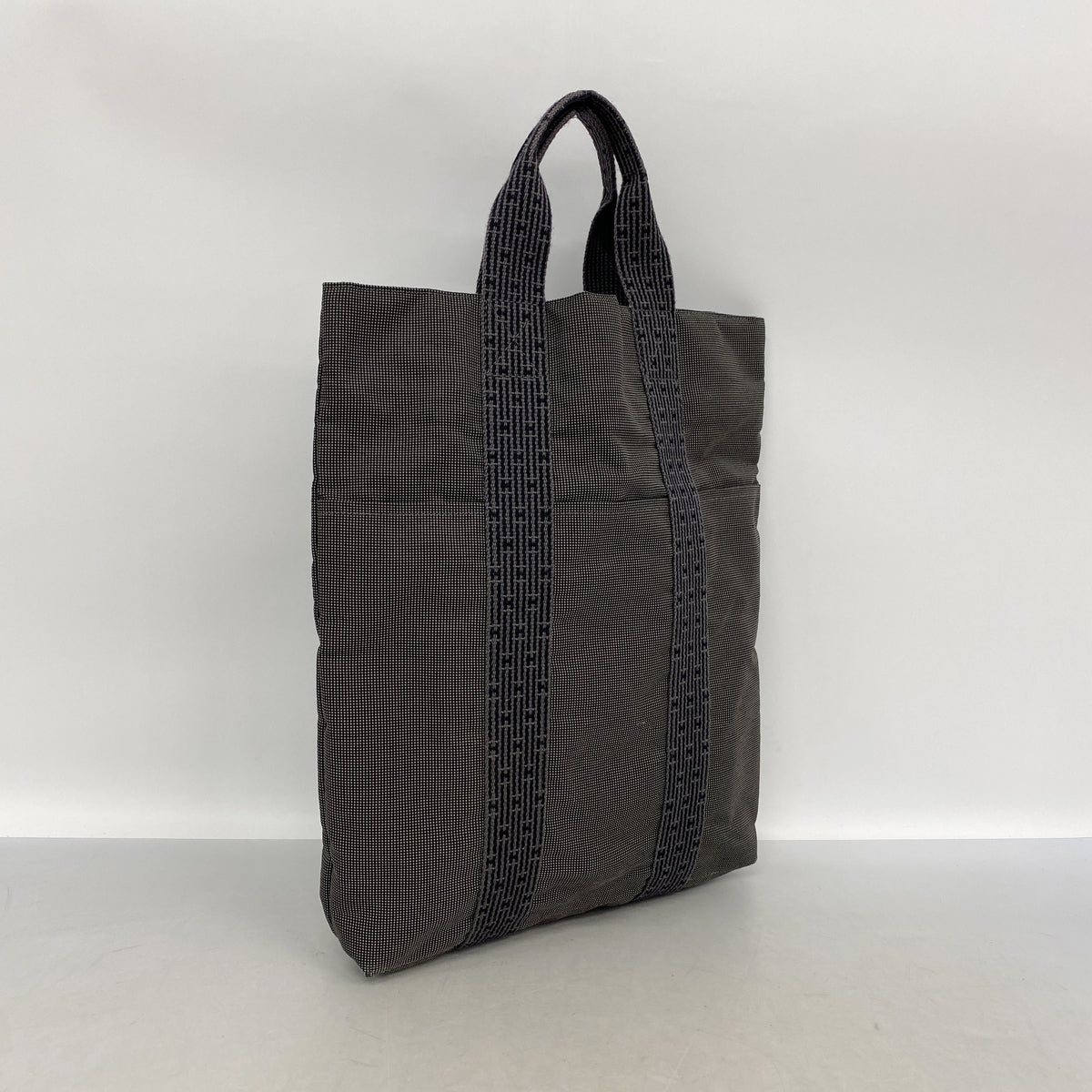【6id5845】エルメス トートバッグ エールラインカバス ナイロン グレー シルバー金具【中古】レディース