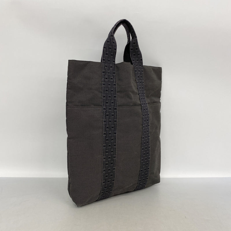 【6id5845】エルメス トートバッグ エールラインカバス ナイロン グレー シルバー金具【中古】レディース