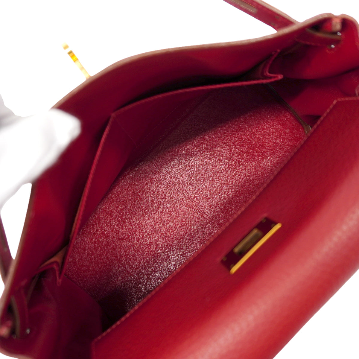 【6id5855】エルメス ハンドバッグ ケリー28 トゴ ルージュヴィフ ゴールド金具 □B刻印 2wayバッグ【中古】レディース