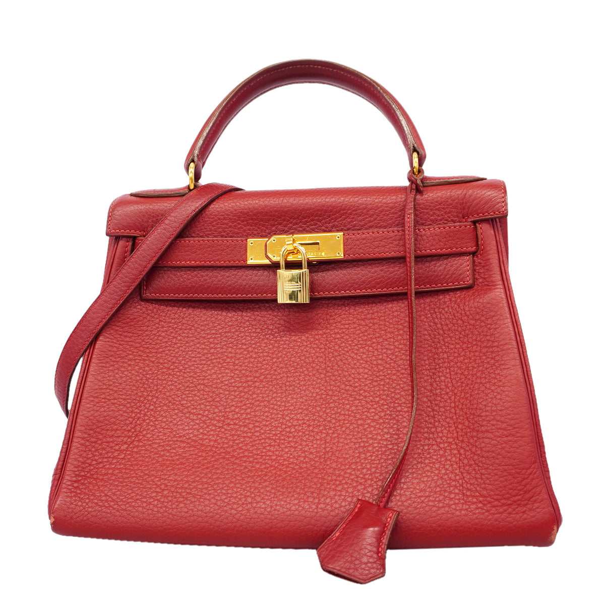 【6id5855】エルメス ハンドバッグ ケリー28 トゴ ルージュヴィフ ゴールド金具 □B刻印 2wayバッグ【中古】レディース