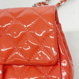 【6id5885】シャネル ショルダーバッグ マトラッセ チェーンショルダー パテントレザー レッド シルバー金具【中古】レディース