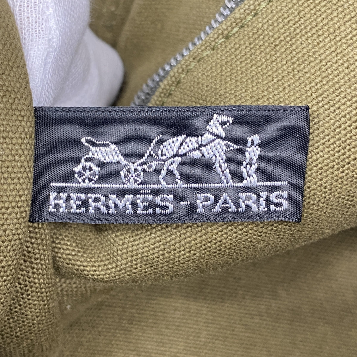 【6id5904】エルメス トートバッグ フールトゥMM キャンバス カーキ シルバー金具【中古】メンズ レディース ユニセックス