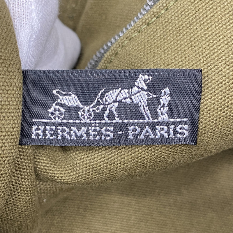 【6id5904】エルメス トートバッグ フールトゥMM キャンバス カーキ シルバー金具【中古】メンズ レディース ユニセックス