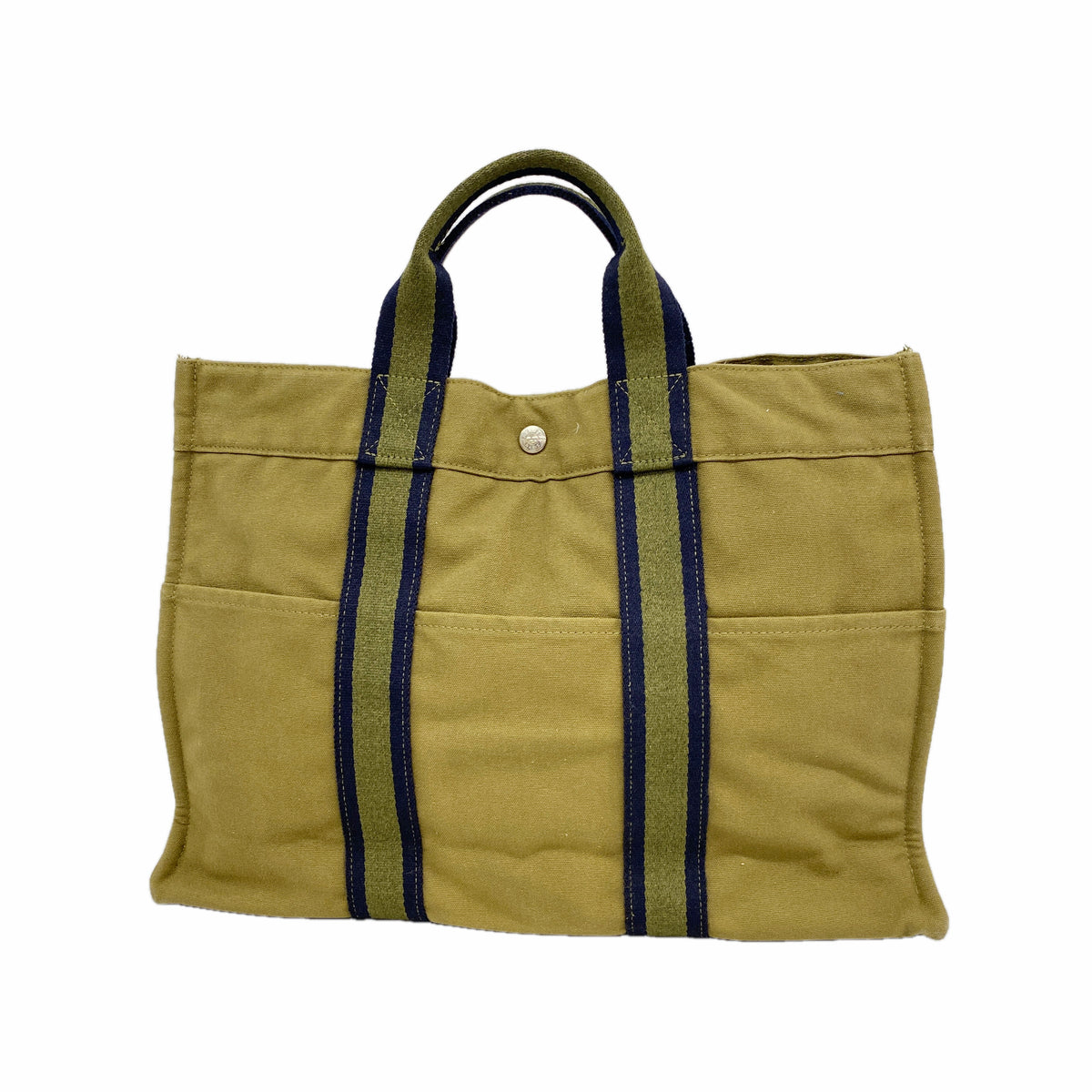 【6id5904】エルメス トートバッグ フールトゥMM キャンバス カーキ シルバー金具【中古】メンズ レディース ユニセックス