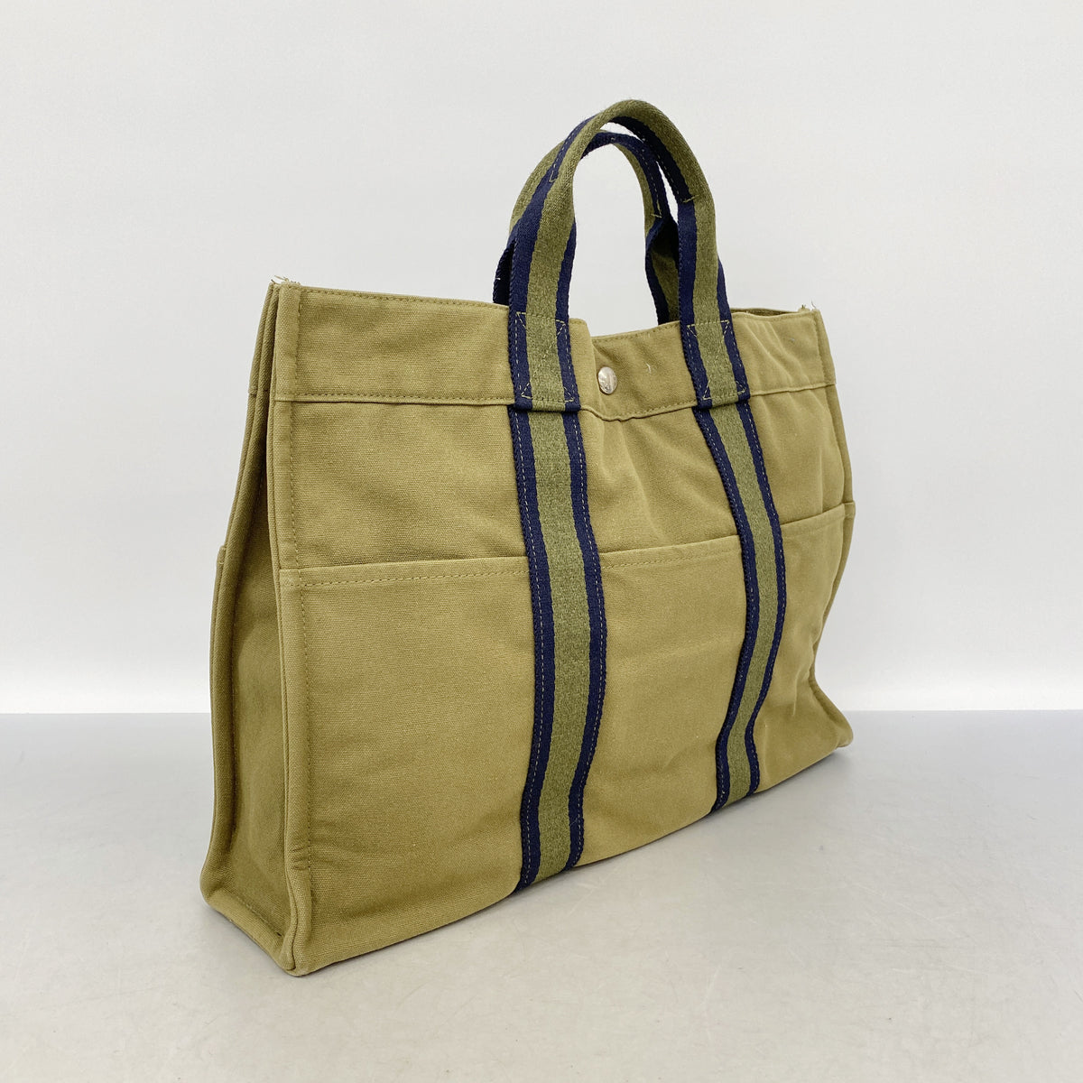 【6id5904】エルメス トートバッグ フールトゥMM キャンバス カーキ シルバー金具【中古】メンズ レディース ユニセックス