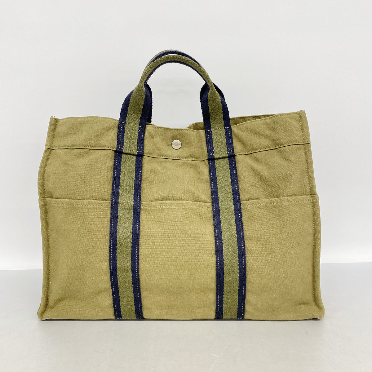 【6id5904】エルメス トートバッグ フールトゥMM キャンバス カーキ シルバー金具【中古】メンズ レディース ユニセックス