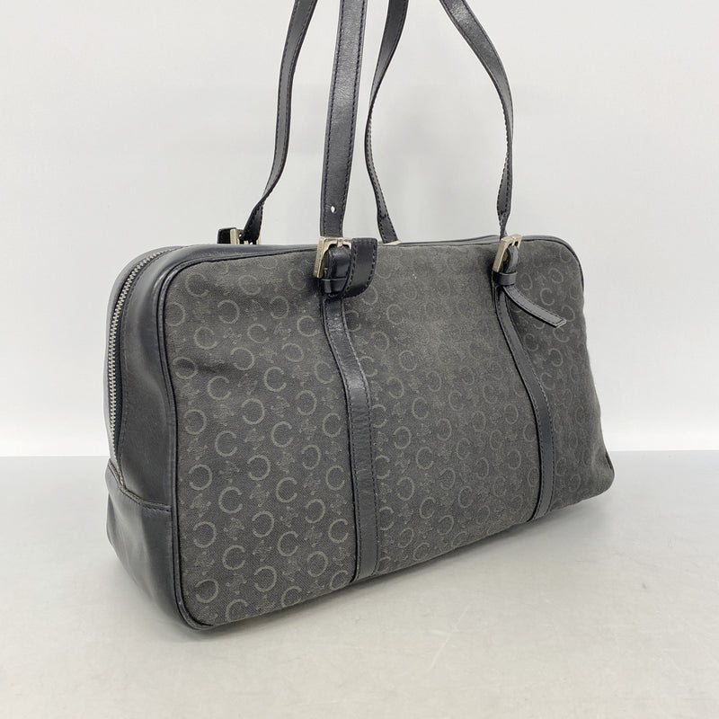 【6id5905】セリーヌ ショルダーバッグ Cマカダム キャンバス ブラック シルバー金具【中古】レディース