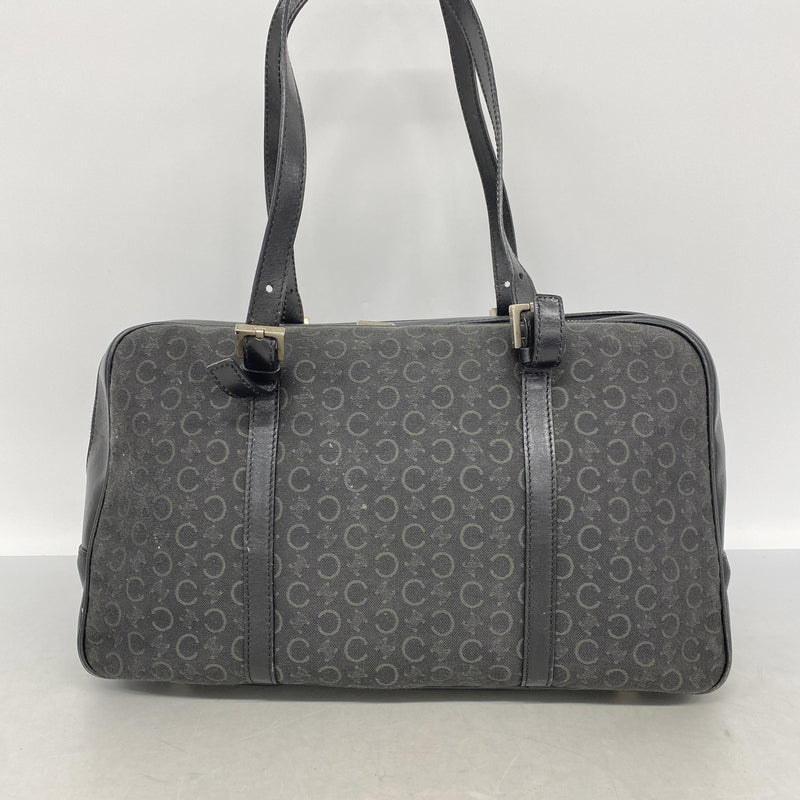 【6id5905】セリーヌ ショルダーバッグ Cマカダム キャンバス ブラック シルバー金具【中古】レディース