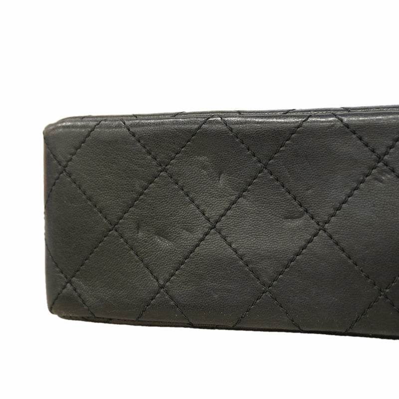 【6id5906】シャネル ショルダーバッグ マトラッセ/パリ限定 Wフラップ Wチェーン ラムスキン ブラック ゴールド/シルバー金具【中古】レディース
