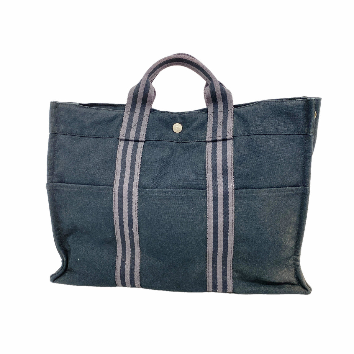 【6id5907】エルメス トートバッグ フールトゥMM キャンバス ブラック シルバー金具【中古】レディース