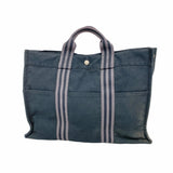 【6id5907】エルメス トートバッグ フールトゥMM キャンバス ブラック シルバー金具【中古】レディース