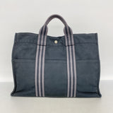 【6id5907】エルメス トートバッグ フールトゥMM キャンバス ブラック シルバー金具【中古】レディース
