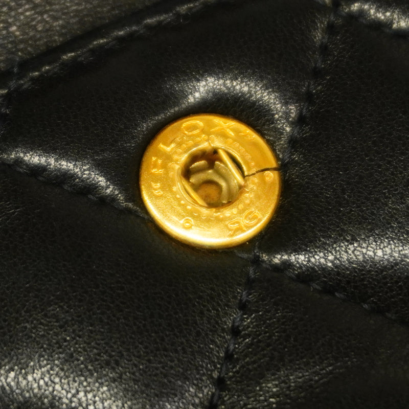【6id5933】シャネル ショルダーバッグ マトラッセ Wフラップ Wチェーン ラムスキン ブラック ゴールド金具【中古】レディース