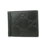 【6id5940】グッチ マネークリップ GGエンボス 676656 レザー ブラック シルバー金具【中古】メンズ