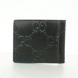【6id5940】グッチ マネークリップ GGエンボス 676656 レザー ブラック シルバー金具【中古】メンズ