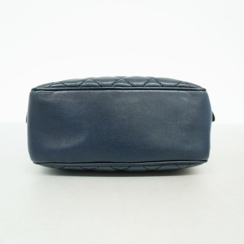 【6id5942】シャネル ハンドバッグ マトラッセ チェーンショルダー ラムスキン ネイビー ゴールド金具 2wayバッグ【中古】レディース